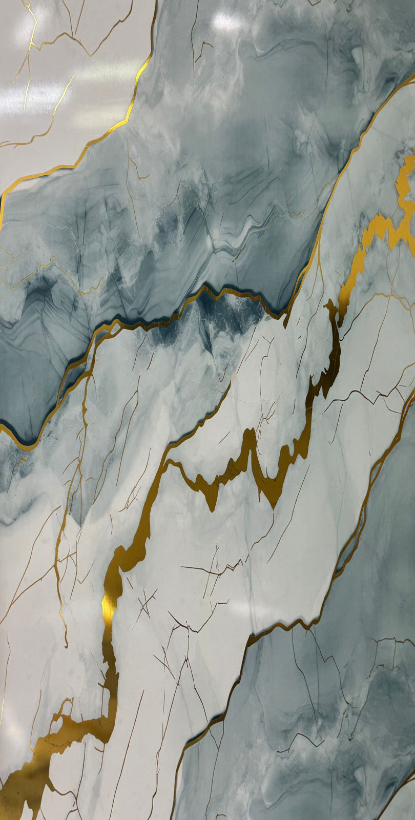 PVC Paneele - Elegantem Marmor-Design in kühlen Blau-Grau- und Weissnuancen