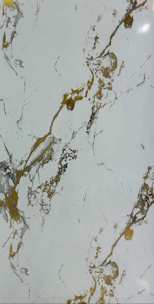 PVC Paneele - Heller Marmoroptik mit Gold Adern