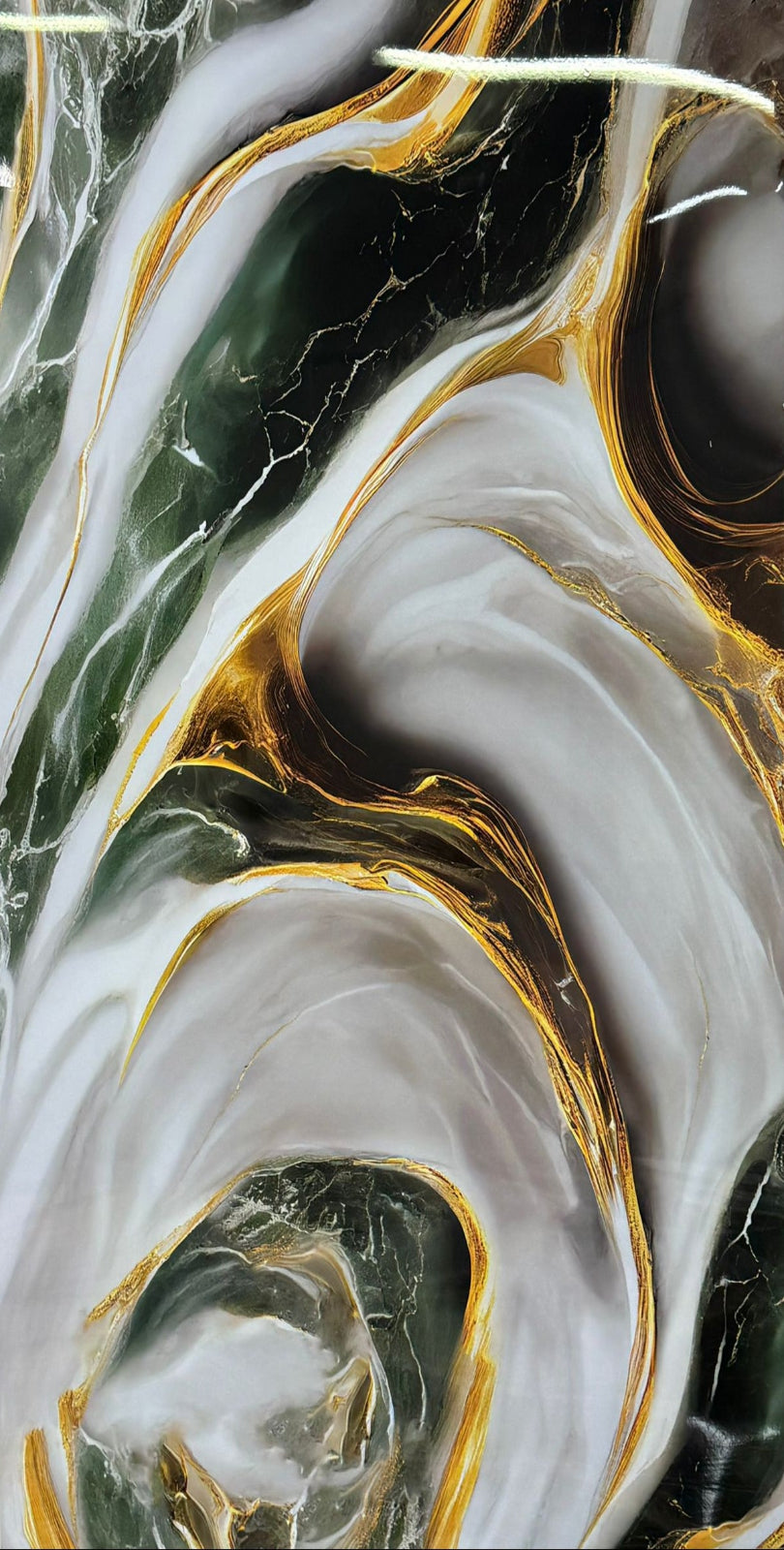 PVC Paneele - Marmor-Design. Fliessende Wirbel in Tiefgrün